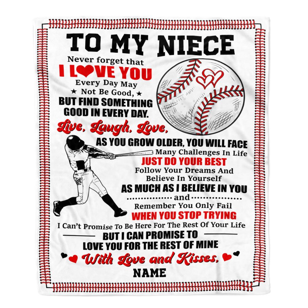 Personalized To My Niece Blanket From Aunt Uncle Auntie I Believe In You Baseball Niece Birthday Graduation Christmas Customized Bed Fleece Throw Blanket | teecentury