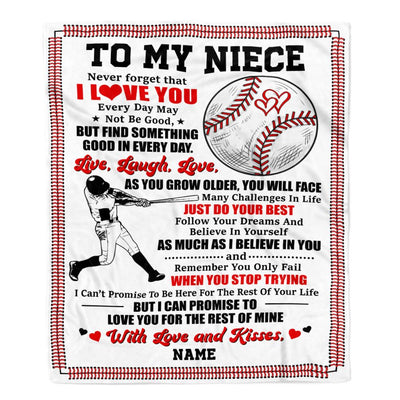 Personalized To My Niece Blanket From Aunt Uncle Auntie I Believe In You Baseball Niece Birthday Graduation Christmas Customized Bed Fleece Throw Blanket | teecentury