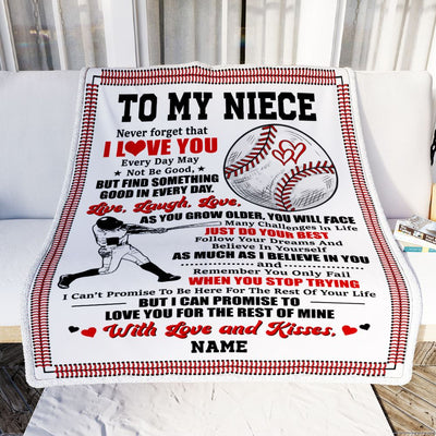 Personalized To My Niece Blanket From Aunt Uncle Auntie I Believe In You Baseball Niece Birthday Graduation Christmas Customized Bed Fleece Throw Blanket | teecentury
