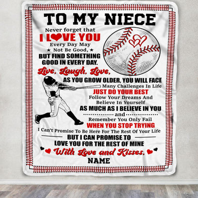 Personalized To My Niece Blanket From Aunt Uncle Auntie I Believe In You Baseball Niece Birthday Graduation Christmas Customized Bed Fleece Throw Blanket | teecentury