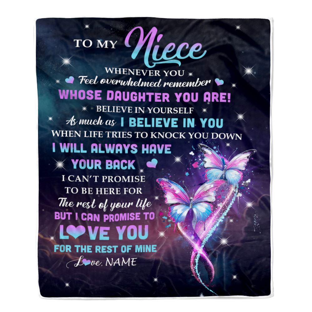 Personalized To My Niece Blanket From Aunt Uncle Auntie Whenever You Feel Butterfly Niece Birthday Gifts Graduation Christmas Customized Fleece Throw Blanket | teecentury