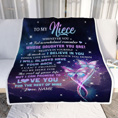 Personalized To My Niece Blanket From Aunt Uncle Auntie Whenever You Feel Butterfly Niece Birthday Gifts Graduation Christmas Customized Fleece Throw Blanket | teecentury