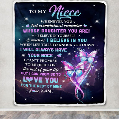 Personalized To My Niece Blanket From Aunt Uncle Auntie Whenever You Feel Butterfly Niece Birthday Gifts Graduation Christmas Customized Fleece Throw Blanket | teecentury