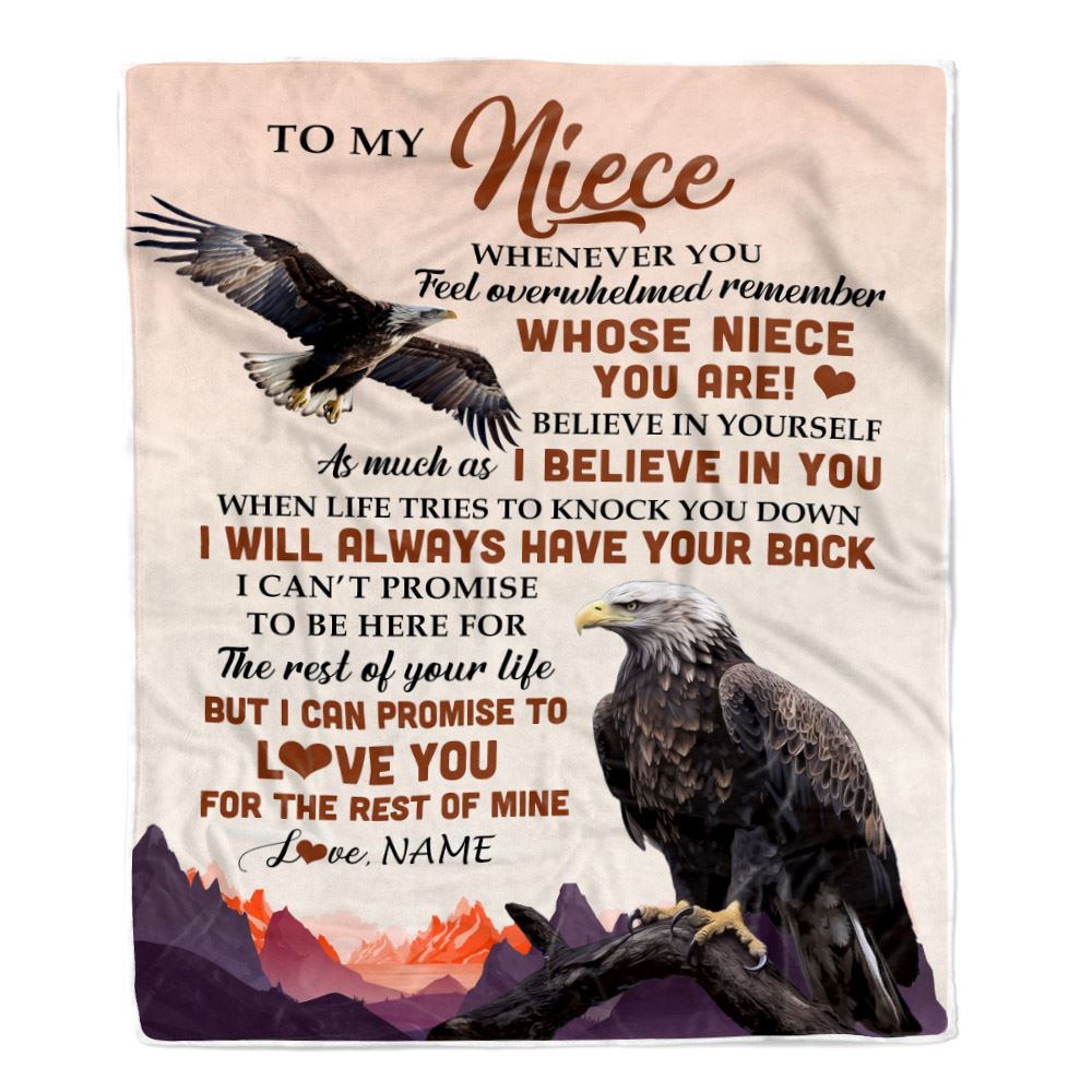 Personalized To My Niece Blanket From Aunt Uncle Auntie Whenever You Feel Eagle Niece Birthday Gifts Graduation Christmas Customized Fleece Throw Blanket | teecentury
