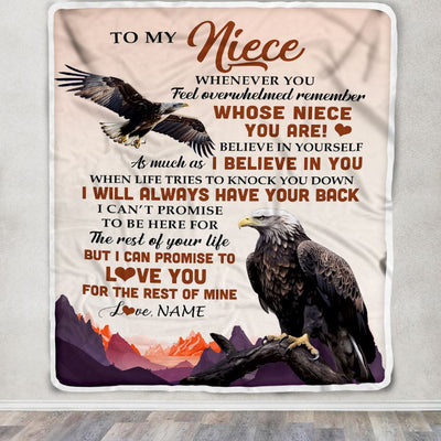 Personalized To My Niece Blanket From Aunt Uncle Auntie Whenever You Feel Eagle Niece Birthday Gifts Graduation Christmas Customized Fleece Throw Blanket | teecentury