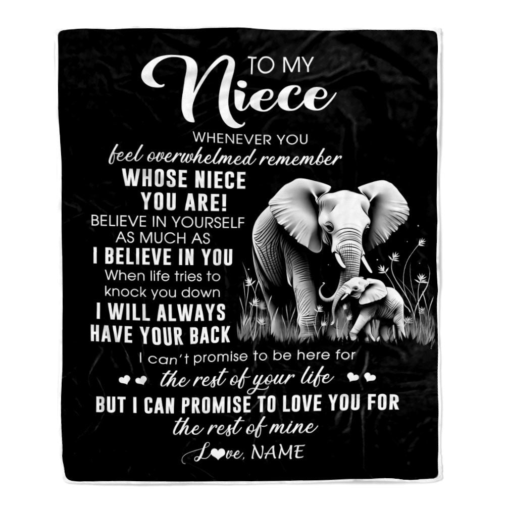 Personalized To My Niece Blanket From Aunt Uncle Auntie Whenever You Feel Elephant Niece Birthday Gifts Graduation Christmas Customized Fleece Throw Blanket | teecentury
