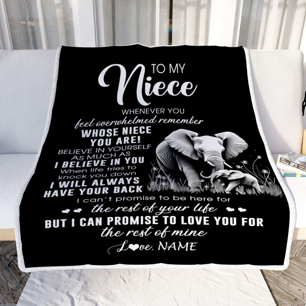 Personalized To My Niece Blanket From Aunt Uncle Auntie Whenever You Feel Elephant Niece Birthday Gifts Graduation Christmas Customized Fleece Throw Blanket | teecentury