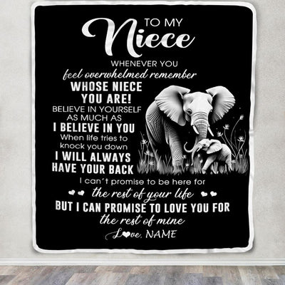 Personalized To My Niece Blanket From Aunt Uncle Auntie Whenever You Feel Elephant Niece Birthday Gifts Graduation Christmas Customized Fleece Throw Blanket | teecentury