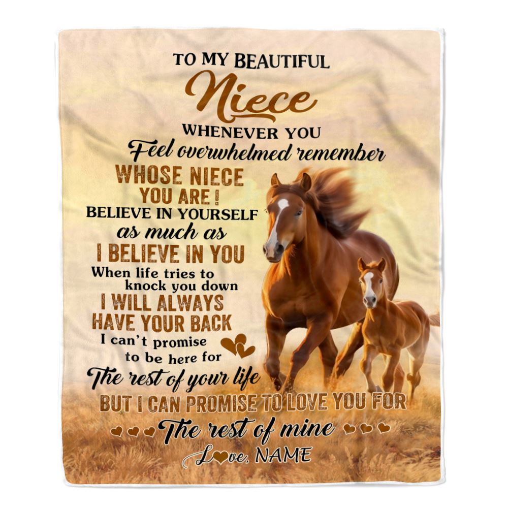Personalized To My Niece Blanket From Aunt Uncle Auntie Whenever You Feel Horse Niece Birthday Gifts Graduation Christmas Customized Fleece Throw Blanket | teecentury