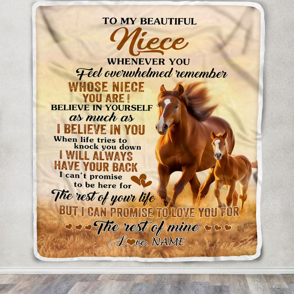 Personalized To My Niece Blanket From Aunt Uncle Auntie Whenever You Feel Horse Niece Birthday Gifts Graduation Christmas Customized Fleece Throw Blanket | teecentury