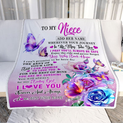Personalized To My Niece Blanket From Aunt Uncle Auntie Wherever Your Journey In Life Butterfly Niece Birthday Gifts Christmas Customized Fleece Blanket | teecentury