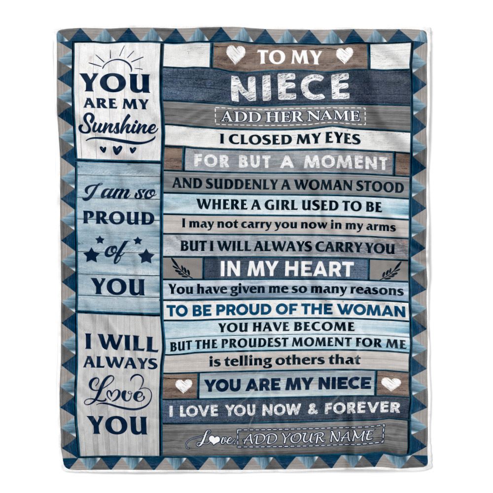 Personalized To My Niece Blanket From Aunt Uncle Auntie Wood I Closed My Eyes Gifts For Niece Birthday Gifts Graduation Christmas Customized Fleece Blanket | teecentury