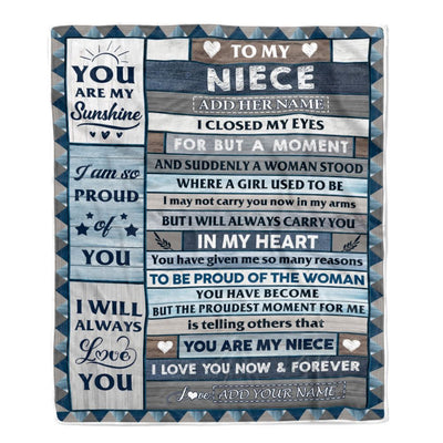 Personalized To My Niece Blanket From Aunt Uncle Auntie Wood I Closed My Eyes Gifts For Niece Birthday Gifts Graduation Christmas Customized Fleece Blanket | teecentury