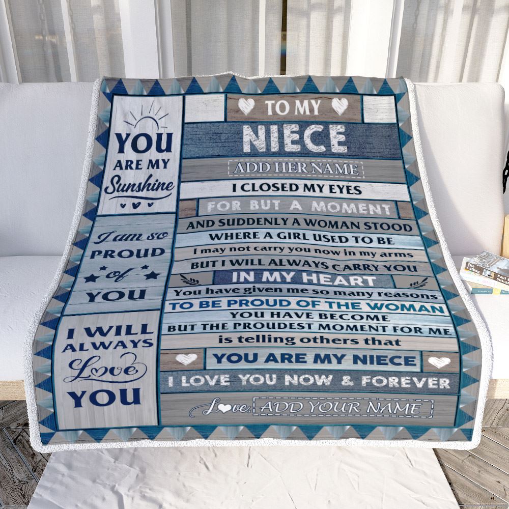 Personalized To My Niece Blanket From Aunt Uncle Auntie Wood I Closed My Eyes Gifts For Niece Birthday Gifts Graduation Christmas Customized Fleece Blanket | teecentury