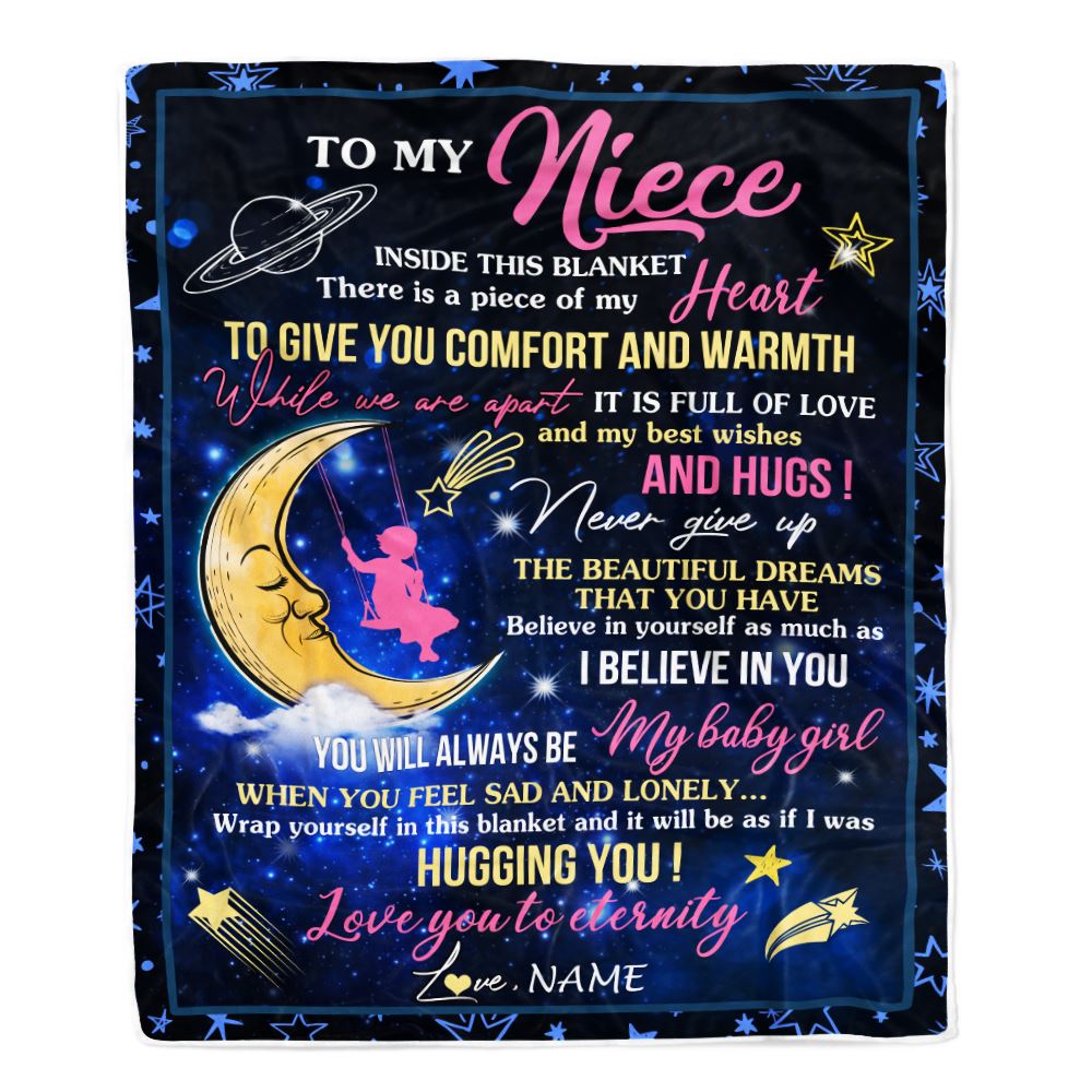 Personalized To My Niece Blanket From Aunt Uncle Inside This Blanket Sleeping Moon Niece Birthday Christmas Customized Bed Fleece Throw Blanket | teecentury