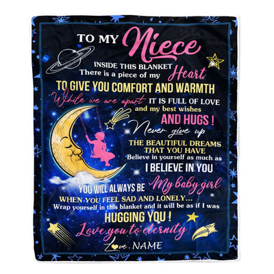 Personalized To My Niece Blanket From Aunt Uncle Inside This Blanket Sleeping Moon Niece Birthday Christmas Customized Bed Fleece Throw Blanket | teecentury