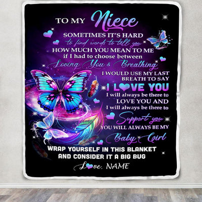 Personalized To My Niece Blanket From Aunt Uncle Loving You And Breathing Butterfly Niece Birthday Graduation Christmas Customized Bed Fleece Throw Blanket | teecentury