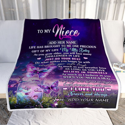 Personalized To My Niece Blanket From Aunt Uncle My Little Baby Butterfly Niece Birthday Present Gifts Summer Travel Christmas Customized Fleece Blanket | teecentury