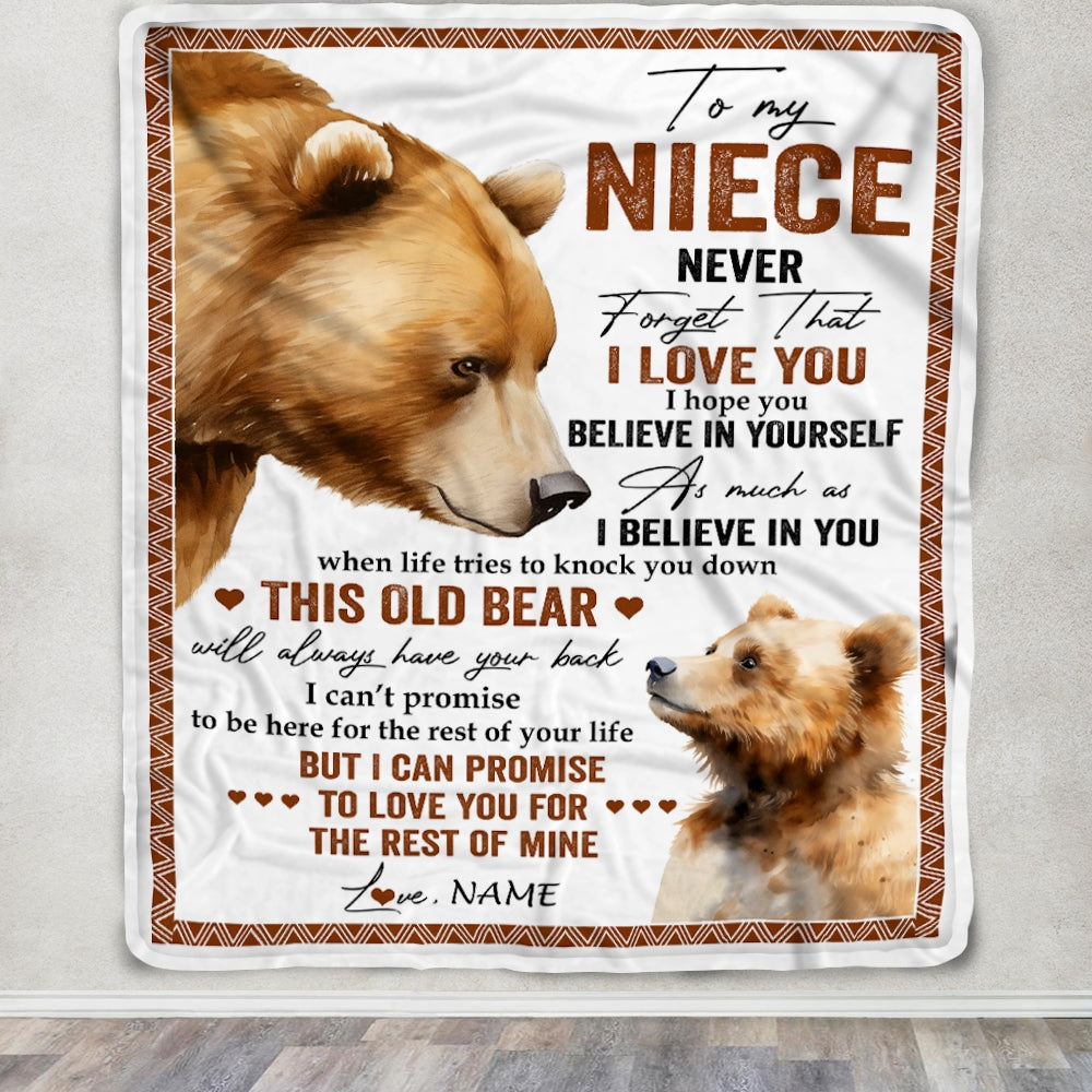 Personalized To My Niece Blanket From Aunt Uncle Never Forget That I Love You Bear Niece Birthday Graduation Christmas Customized Bed Fleece Throw Blanket | teecentury