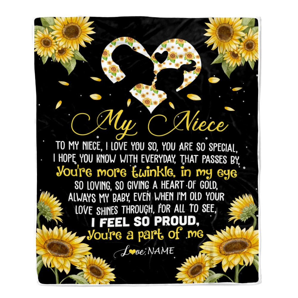 Personalized To My Niece Blanket From Aunt Uncle Sunflower I Love You So Special Niece Birthday Graduation Christmas Customized Bed Fleece Throw Blanket | teecentury