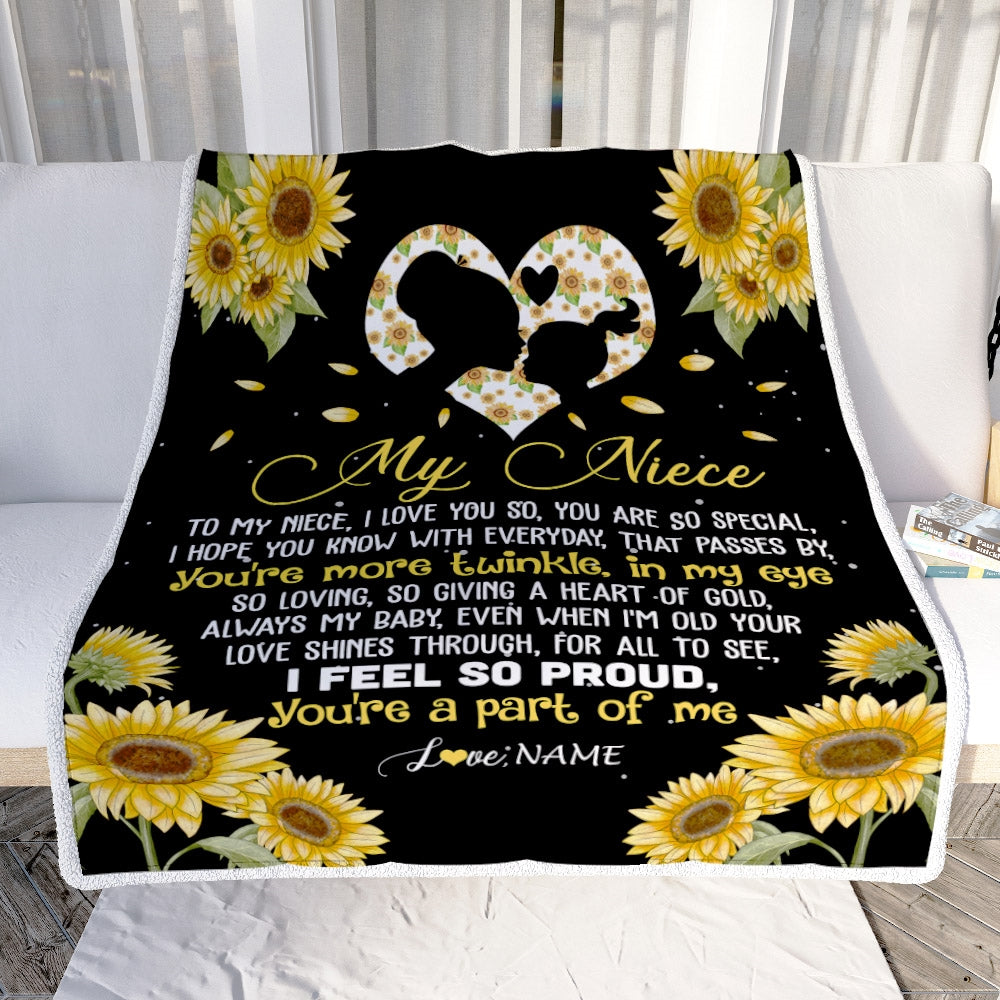 Personalized To My Niece Blanket From Aunt Uncle Sunflower I Love You So Special Niece Birthday Graduation Christmas Customized Bed Fleece Throw Blanket | teecentury