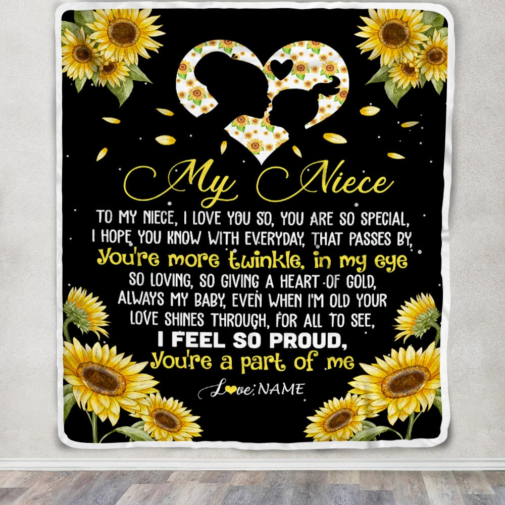 Personalized To My Niece Blanket From Aunt Uncle Sunflower I Love You So Special Niece Birthday Graduation Christmas Customized Bed Fleece Throw Blanket | teecentury