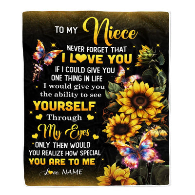 Personalized To My Niece Blanket From Aunt Uncle Sunflower Never Forget That I Love You Niece Birthday Mothers Day Christmas Customized Gift Fleece Blanket | teecentury