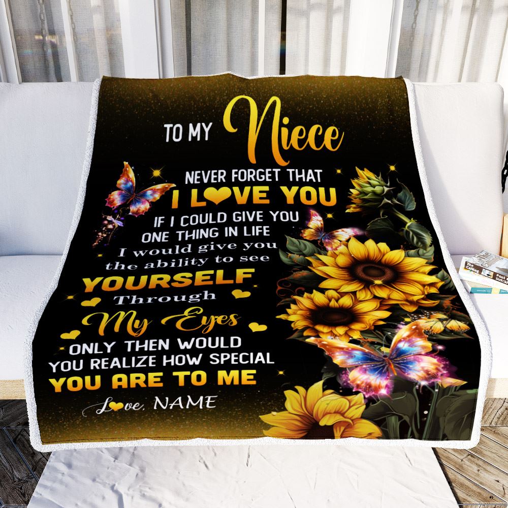 Personalized To My Niece Blanket From Aunt Uncle Sunflower Never Forget That I Love You Niece Birthday Mothers Day Christmas Customized Gift Fleece Blanket | teecentury