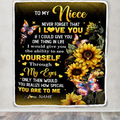 Personalized To My Niece Blanket From Aunt Uncle Sunflower Never Forget That I Love You Niece Birthday Mothers Day Christmas Customized Gift Fleece Blanket | teecentury