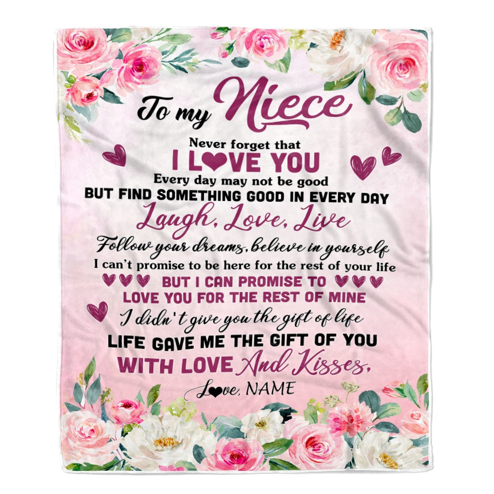 Personalized To My Niece Blanket From Aunt Uncle Titi Never Forget I Love You Flower Niece Birthday Graduation Christmas Customized Bed Fleece Throw Blanket | teecentury