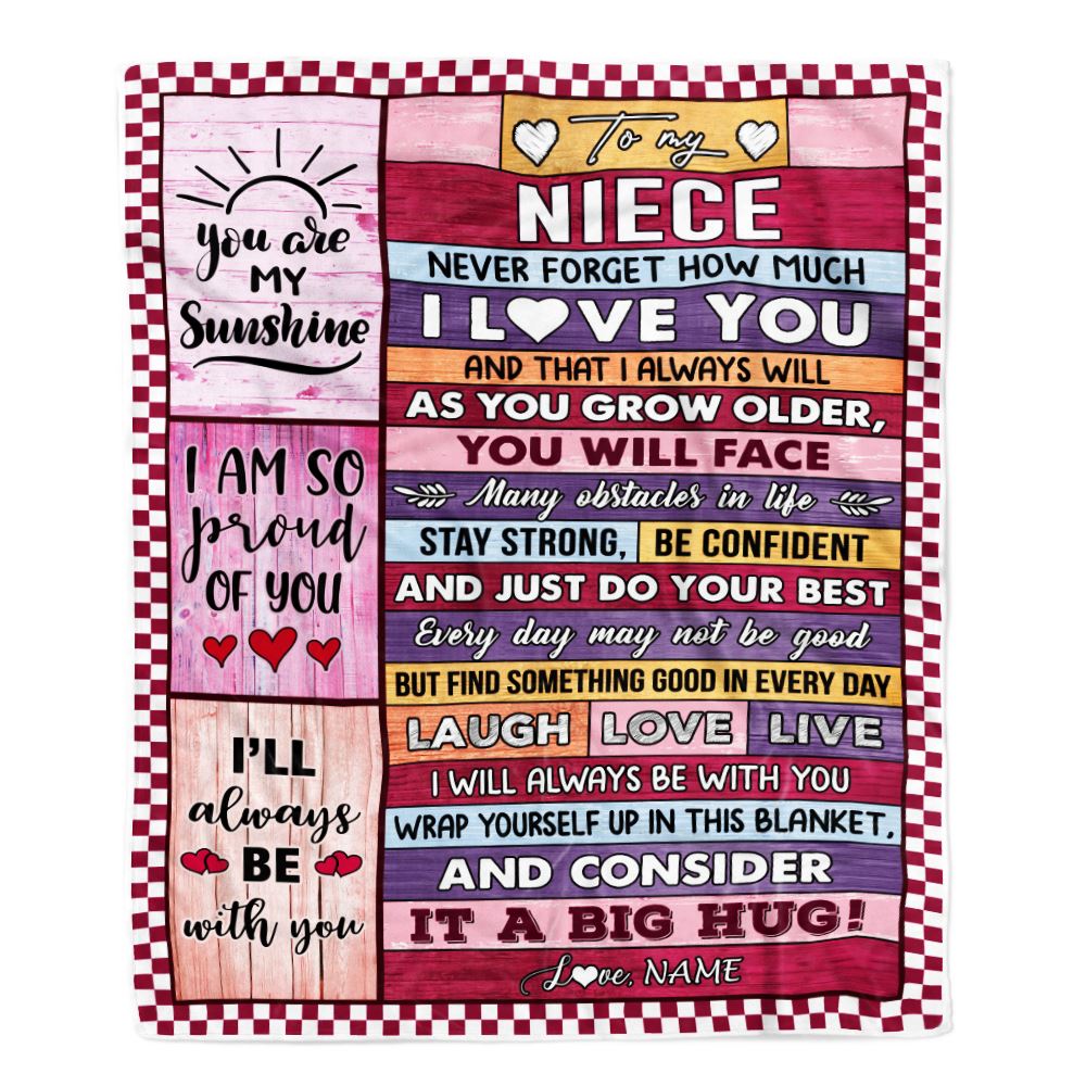 Personalized To My Niece Blanket From Aunt Uncle Wood Never Forget How Much I Love You Niece Birthday Graduation Christmas Customized Fleece Throw Blanket | teecentury