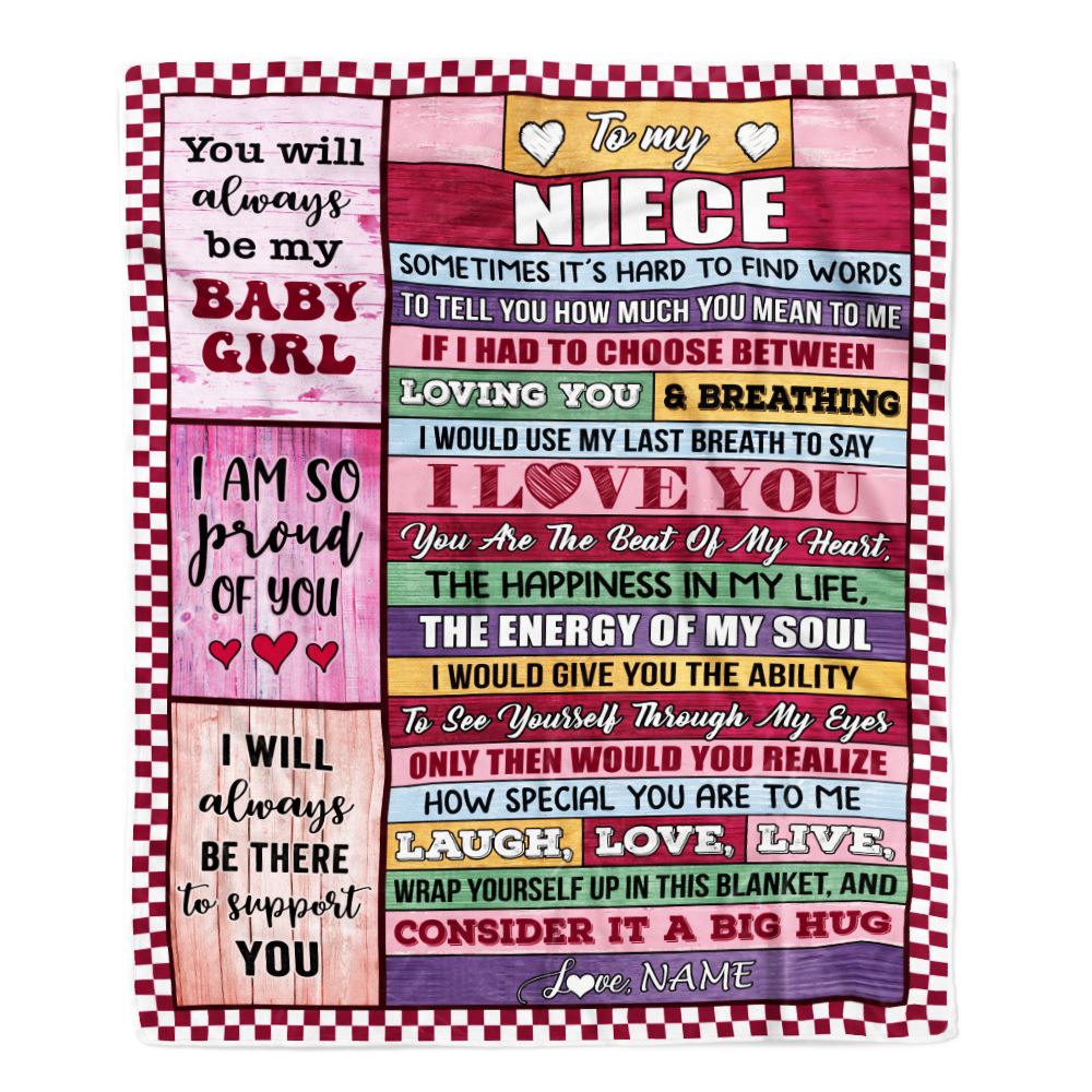 Personalized To My Niece Blanket From Aunt Uncle Wood You Mean Yo Me Baby Girl Niece Birthday Graduation Christmas Customized Gift Fleece Throw Blanket | teecentury