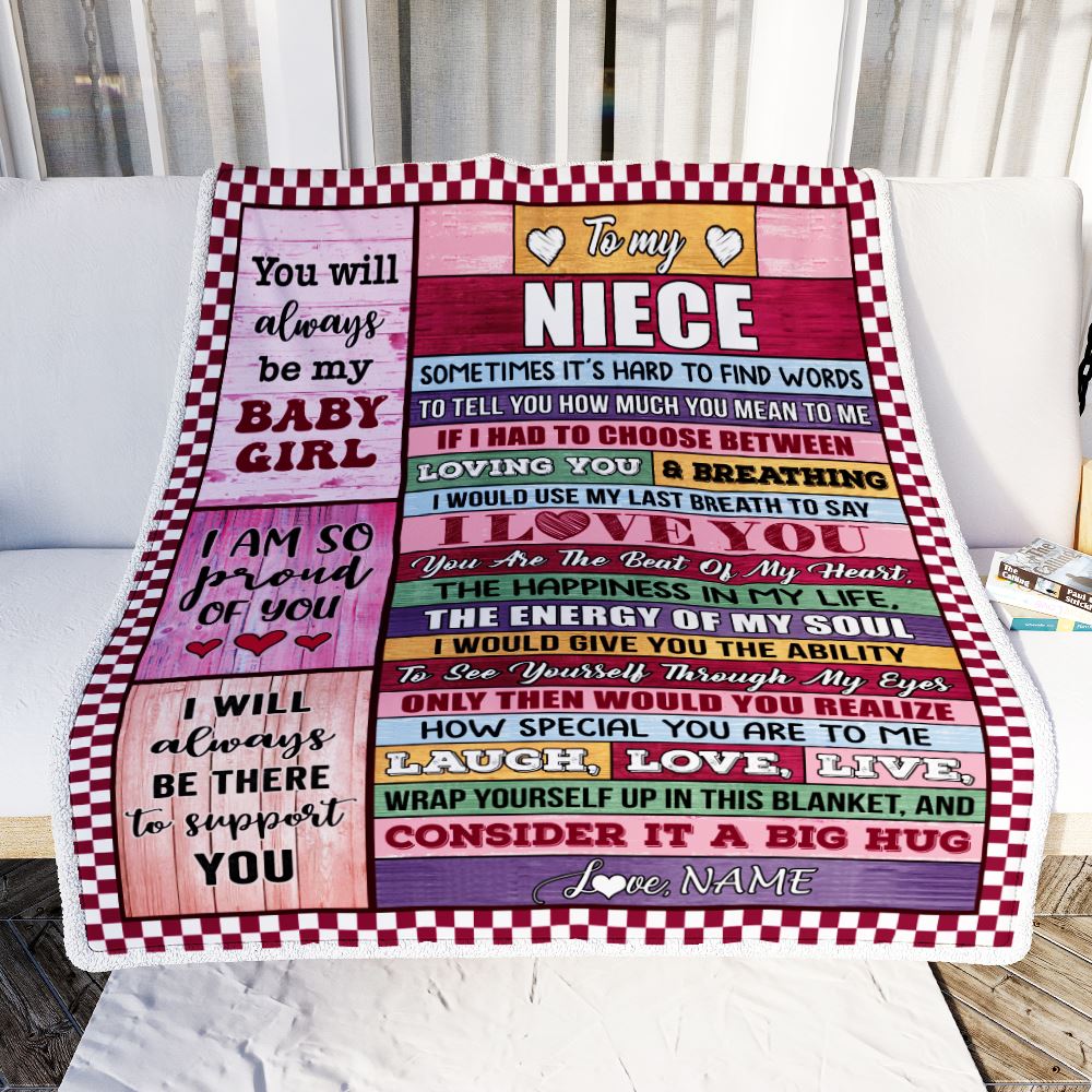 Personalized To My Niece Blanket From Aunt Uncle Wood You Mean Yo Me Baby Girl Niece Birthday Graduation Christmas Customized Gift Fleece Throw Blanket | teecentury