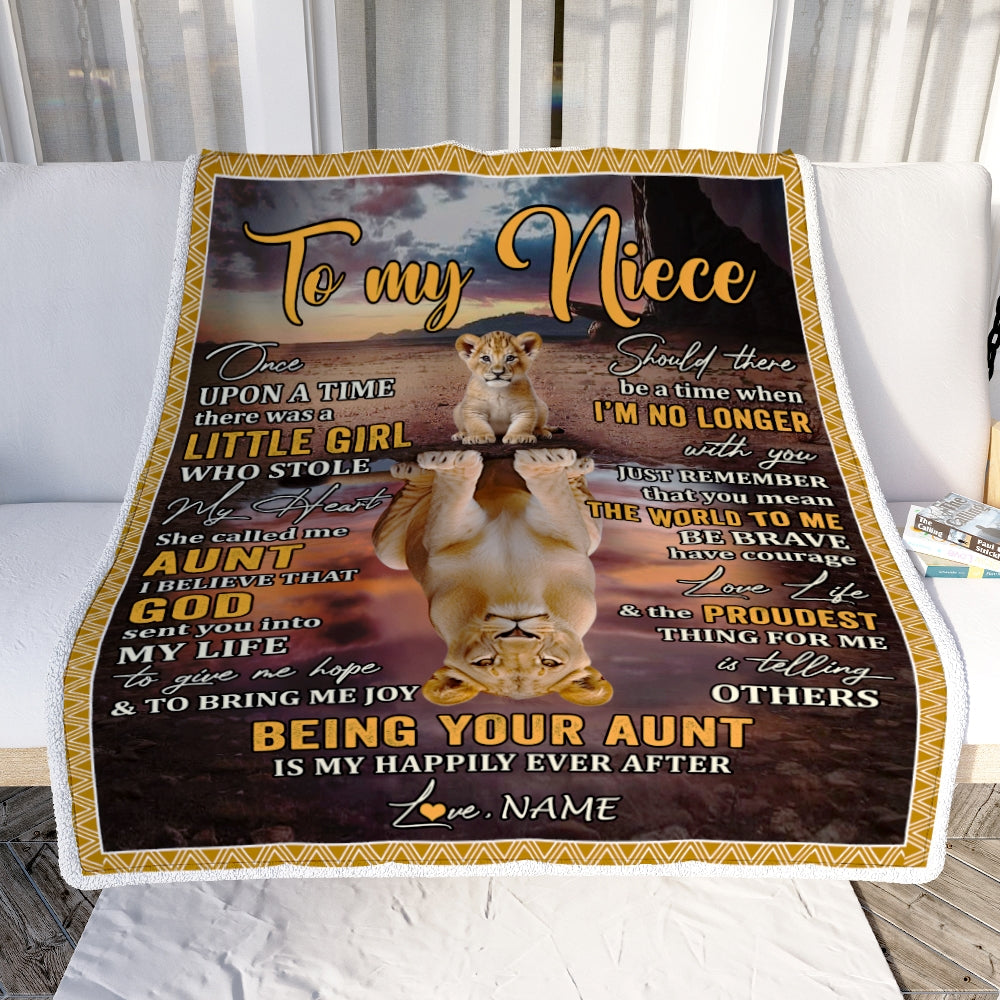 Personalized To My Niece Blanket From Mom Lion Being Your Mom Is My Happily Ever Niece Birthday Gifts Graduation Christmas Customized Fleece Throw Blanket | teecentury