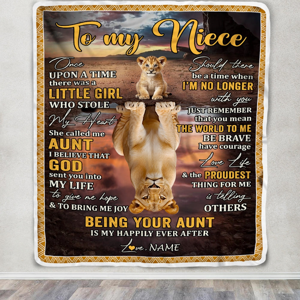 Personalized To My Niece Blanket From Mom Lion Being Your Mom Is My Happily Ever Niece Birthday Gifts Graduation Christmas Customized Fleece Throw Blanket | teecentury