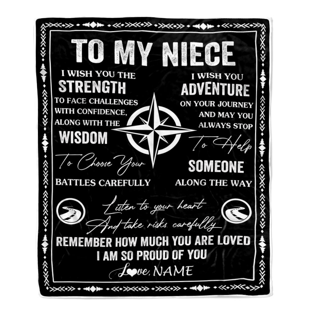 Personalized To My Niece Blanket From Uncle Aunt Auntie I Wish You The Strength Niece Birthday Gifts Graduation Christmas Customized Fleece Throw Blanket | teecentury