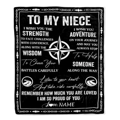Personalized To My Niece Blanket From Uncle Aunt Auntie I Wish You The Strength Niece Birthday Gifts Graduation Christmas Customized Fleece Throw Blanket | teecentury