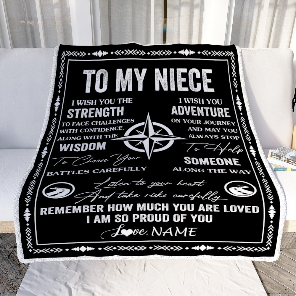 Personalized To My Niece Blanket From Uncle Aunt Auntie I Wish You The Strength Niece Birthday Gifts Graduation Christmas Customized Fleece Throw Blanket | teecentury