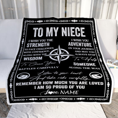 Personalized To My Niece Blanket From Uncle Aunt Auntie I Wish You The Strength Niece Birthday Gifts Graduation Christmas Customized Fleece Throw Blanket | teecentury