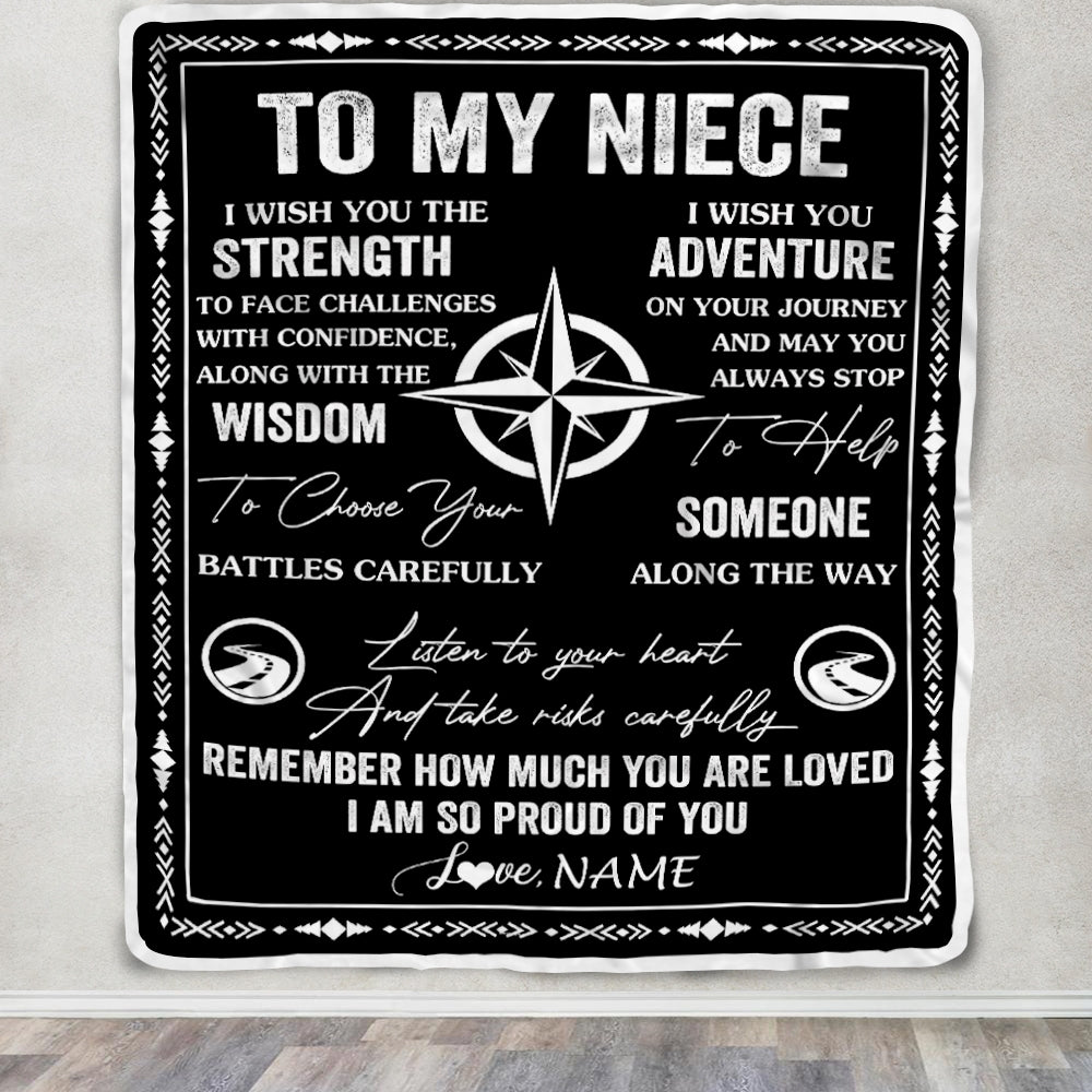 Personalized To My Niece Blanket From Uncle Aunt Auntie I Wish You The Strength Niece Birthday Gifts Graduation Christmas Customized Fleece Throw Blanket | teecentury