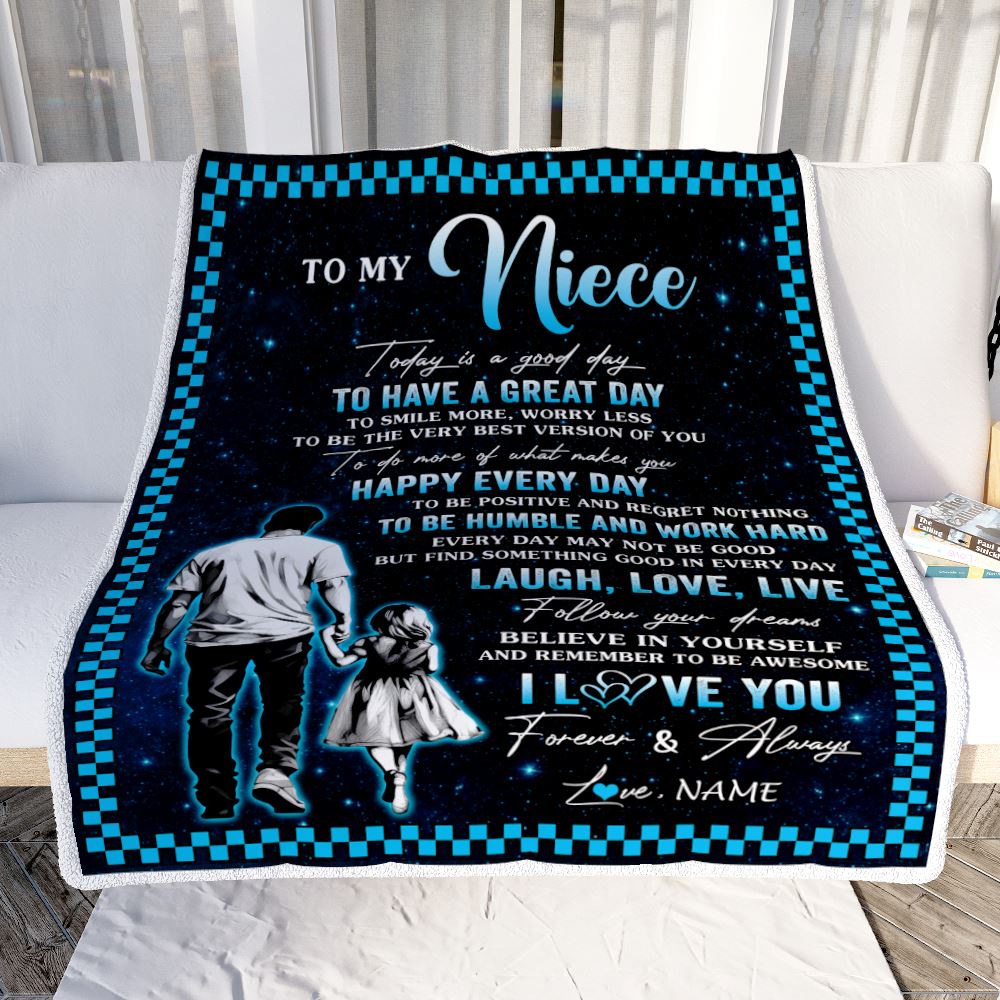 Personalized To My Niece Blanket From Uncle Every Day Laugh Love Live Uncle Niece Birthday Gifts Graduation Christmas Customized Fleece Throw Blanket | teecentury