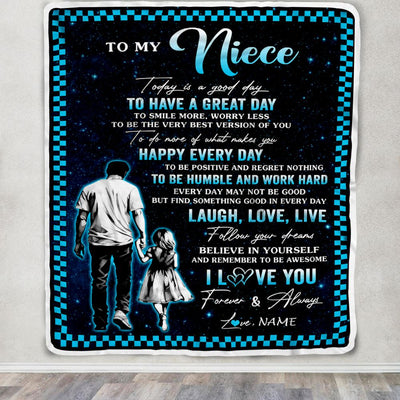 Personalized To My Niece Blanket From Uncle Every Day Laugh Love Live Uncle Niece Birthday Gifts Graduation Christmas Customized Fleece Throw Blanket | teecentury
