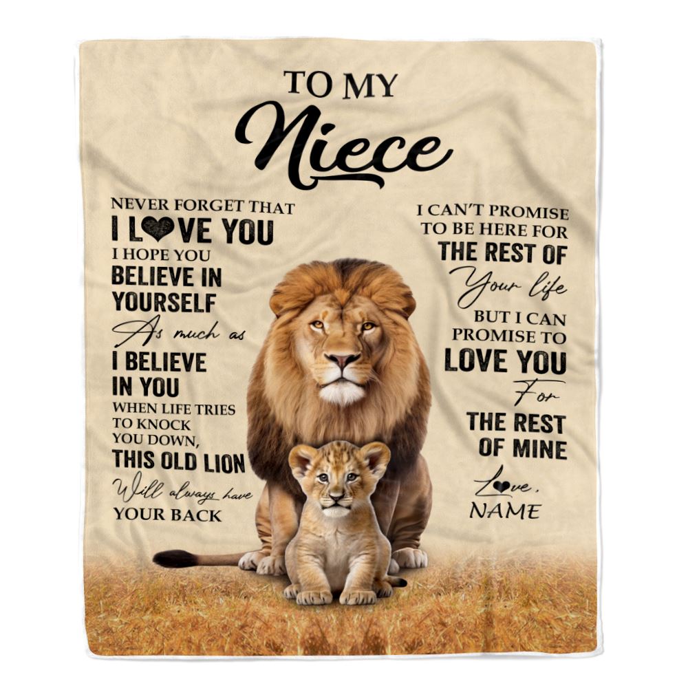 Personalized To My Niece Blanket From Uncle Lion Never Forget That I Love You Niece Birthday Gifts Graduation Christmas Customized Fleece Throw Blanket | teecentury