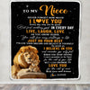 Personalized To My Niece Blanket From Uncle Live Laugh Love Lion Niece Birthday Gifts Positive Graduation Christmas Customized Fleece Throw Blanket | teecentury
