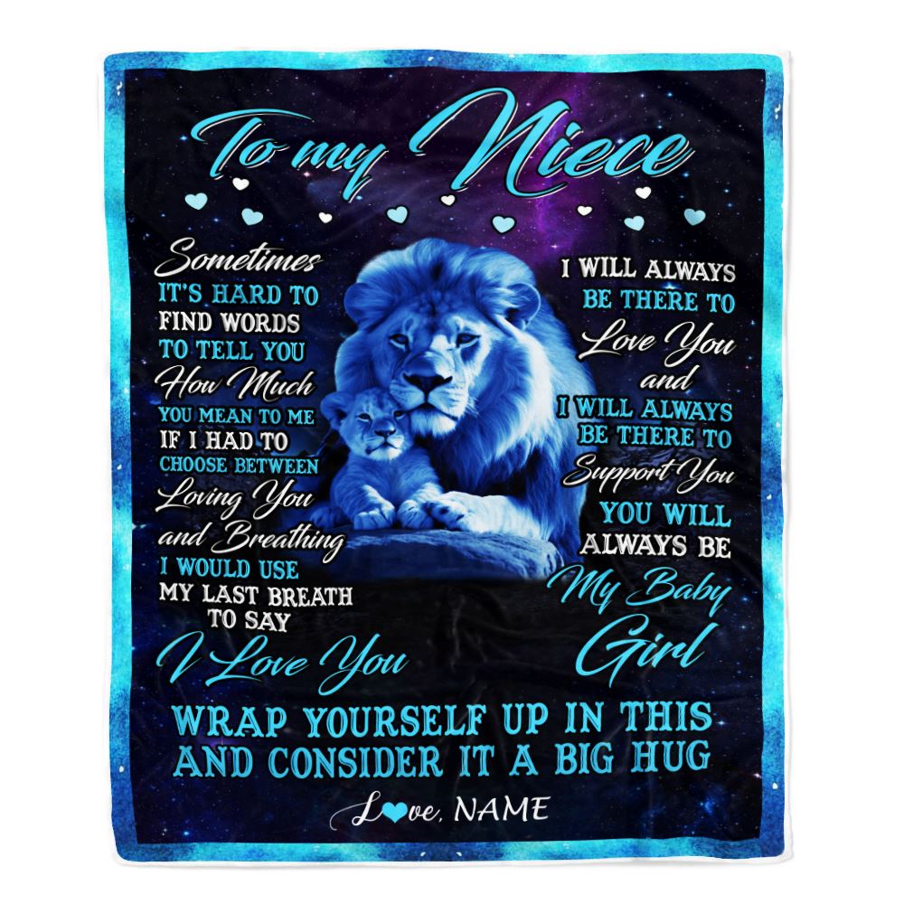 Personalized To My Niece Blanket From Uncle Sometimes It's Hard Lion Niece Gift Birthday Graduation Christmas Custom Customized Fleece Throw Blanket | teecentury