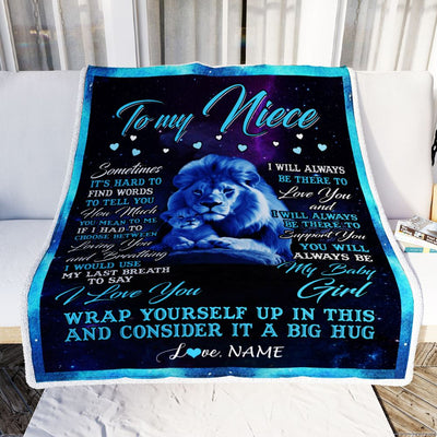 Personalized To My Niece Blanket From Uncle Sometimes It's Hard Lion Niece Gift Birthday Graduation Christmas Custom Customized Fleece Throw Blanket | teecentury