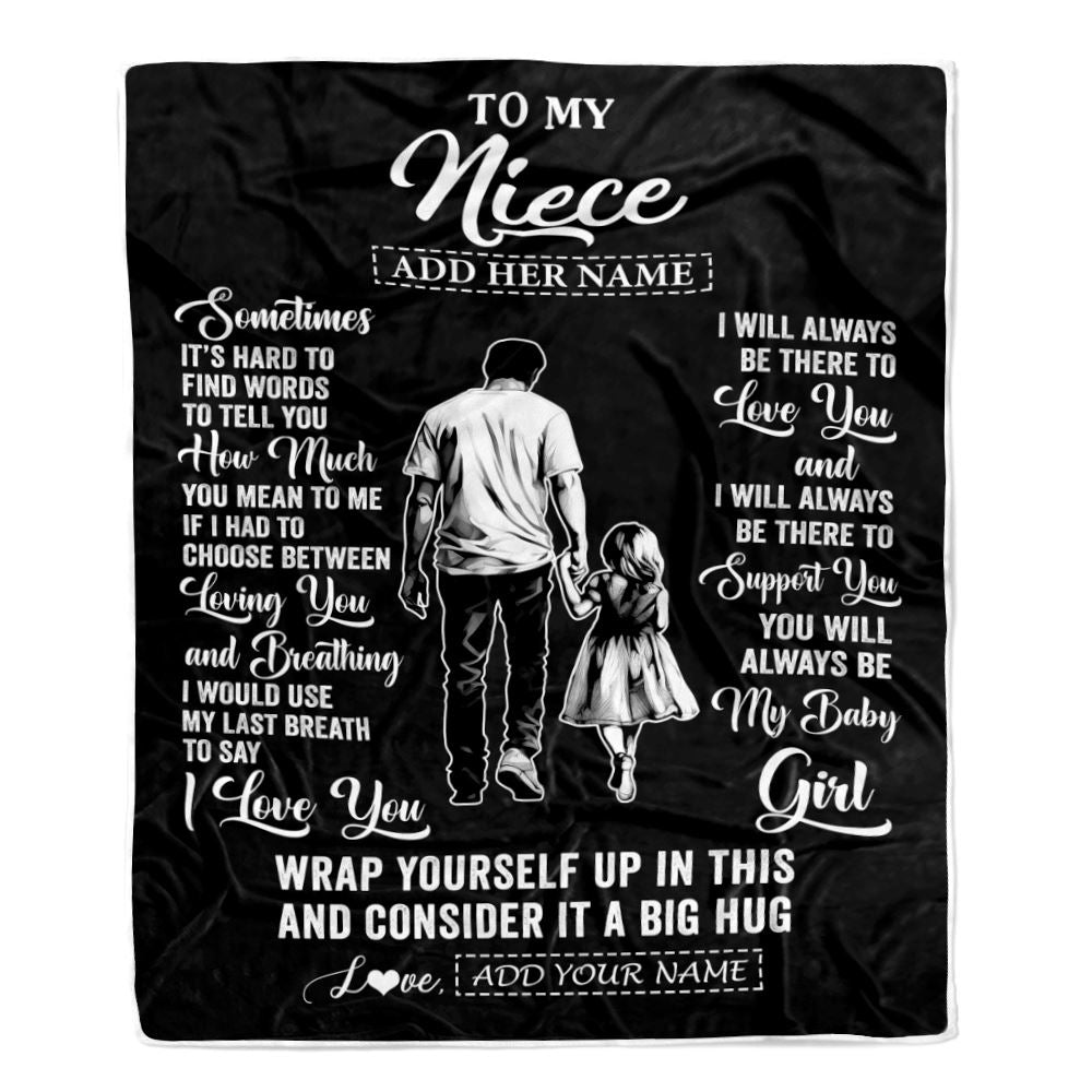 Personalized To My Niece Blanket From Uncle Sometimes It's Hard Niece Birthday Gifts Graduation Christmas Customized Fleece Throw Blanket | teecentury