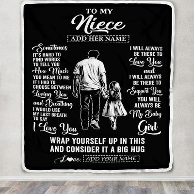 Personalized To My Niece Blanket From Uncle Sometimes It's Hard Niece Birthday Gifts Graduation Christmas Customized Fleece Throw Blanket | teecentury