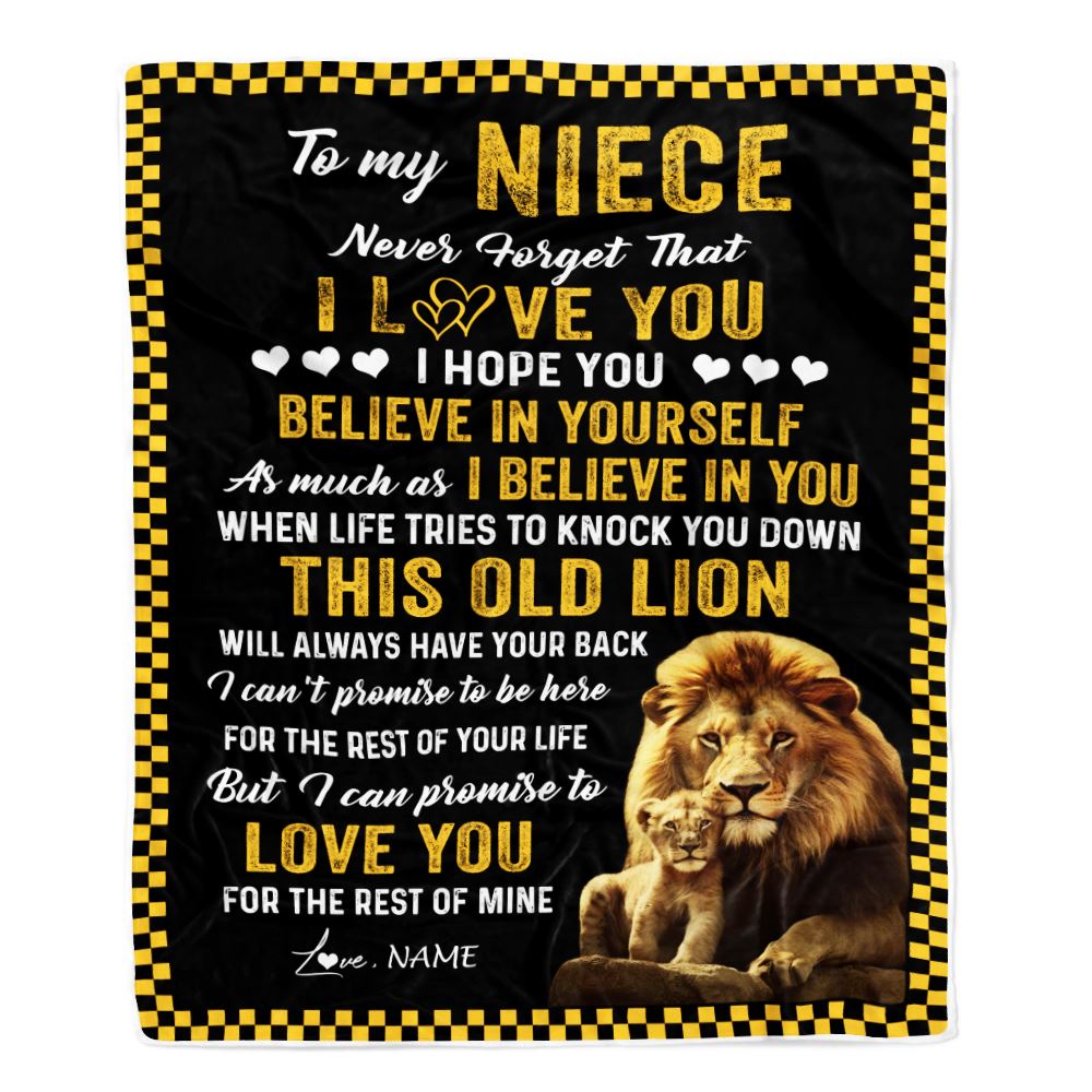 Personalized To My Niece Blanket From Uncle This Old Lion Love You Niece Birthday Graduation Christmas Customized Bed Fleece Throw Blanket | teecentury