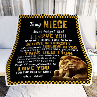 Personalized To My Niece Blanket From Uncle This Old Lion Love You Niece Birthday Graduation Christmas Customized Bed Fleece Throw Blanket | teecentury